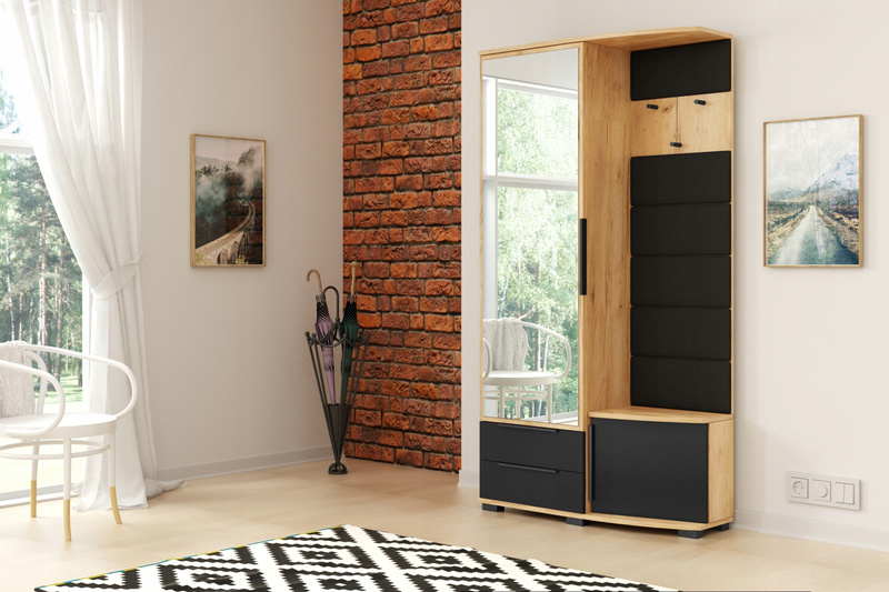 Garderoba szafa CLEO panele 100cm lustro PRAWA