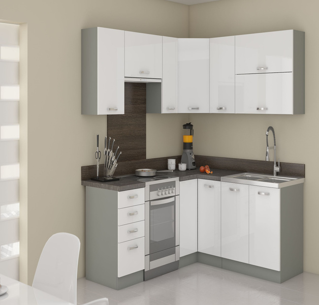 Front do zmywarki 60 cm z panelem sterującym z przodu ZM 570x596 BIAŁY POŁYSK, SZARY PLATYNOWY, Meble Kuchenne BIANCA