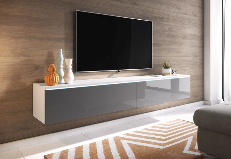 Szafka RTV Lowboard D 180cm DĄB WOTAN / CZARNY POŁYSK