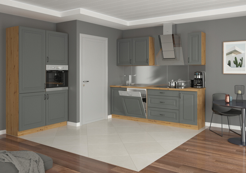 Szafa kuchenna dolna narożna STILO 90x90 DN 2F BB GRAFIT MAT/DĄB ARTISAN