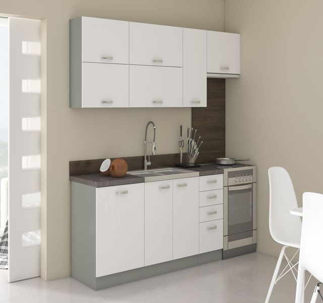 Front do zmywarki 60 cm z panelem sterującym z przodu ZM 570x596 BIAŁY POŁYSK, SZARY PLATYNOWY, Meble Kuchenne BIANCA